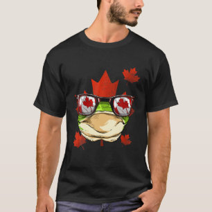 Canadian Frog Maple Tree Leaf Canada Flag Animal F T-Shirt