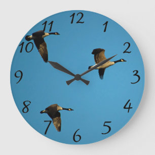 Canadian geese in flight große wanduhr