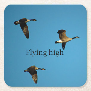 Canadian geese in flight rechteckiger pappuntersetzer