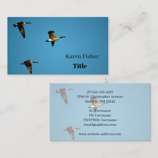 Canadian geese in flight visitenkarte (Vorne/Hinten)