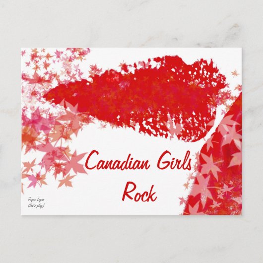 Canadian Girls Rock (Rot & Weiß) Pop Art Postcard Postkarte (Vorderseite)