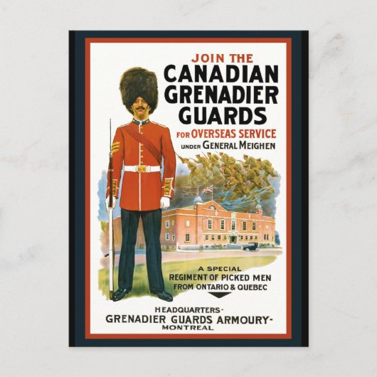Canadian Grenadier Guards Rekrutierung Poster Postkarte (Vorderseite)