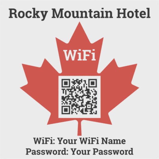 Canadian Hotel Wifi Details Plus QR Code Aufkleber (Vorderseite)