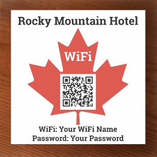 Canadian Hotel Wifi Details Plus QR Code Aufkleber