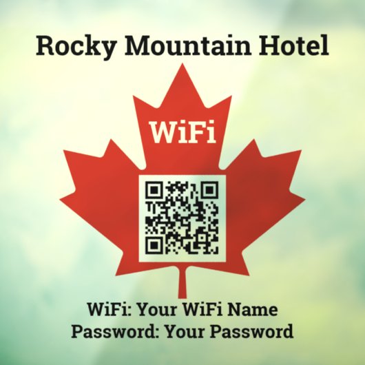 Canadian Hotel Wifi Details Plus QR Code Fensteraufkleber (Blatt 3)