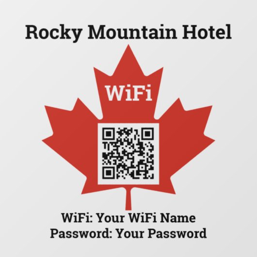 Canadian Hotel Wifi Details Plus QR Code Fensteraufkleber (Blatt)