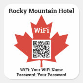 Canadian Hotel Wifi Details Plus QR Code Quadratischer Aufkleber (Vorderseite)