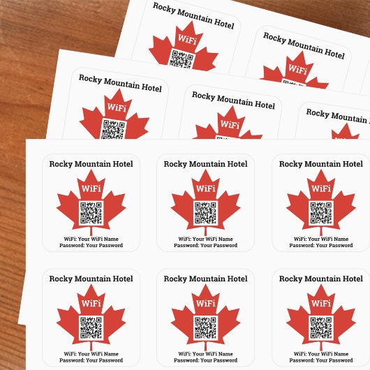 Canadian Hotel Wifi Details Plus QR Code Quadratischer Aufkleber