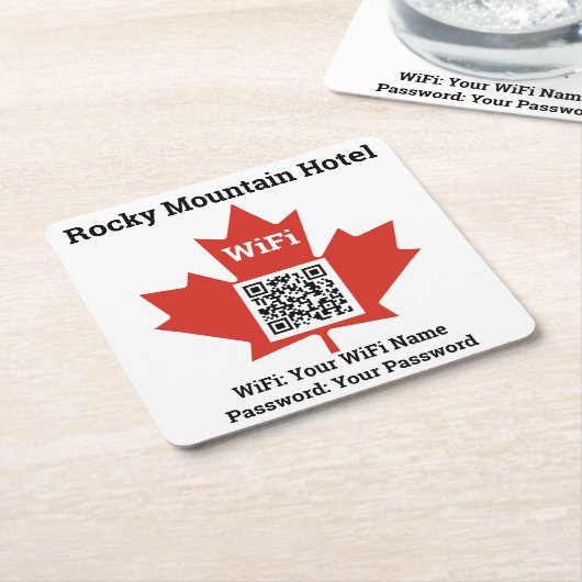 Canadian Hotel Wifi Details Plus QR Code Rechteckiger Pappuntersetzer (angewinkelt)