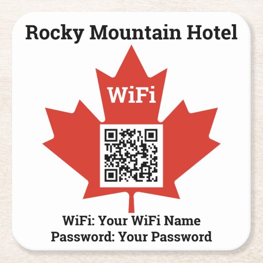 Canadian Hotel Wifi Details Plus QR Code Rechteckiger Pappuntersetzer (Vorderseite)