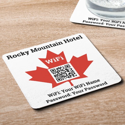 Canadian Hotel Wifi Details Plus QR Code Rechteckiger Pappuntersetzer