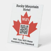 Canadian Hotel Wifi Details Plus QR Code Sockelschild (Vorderseite)