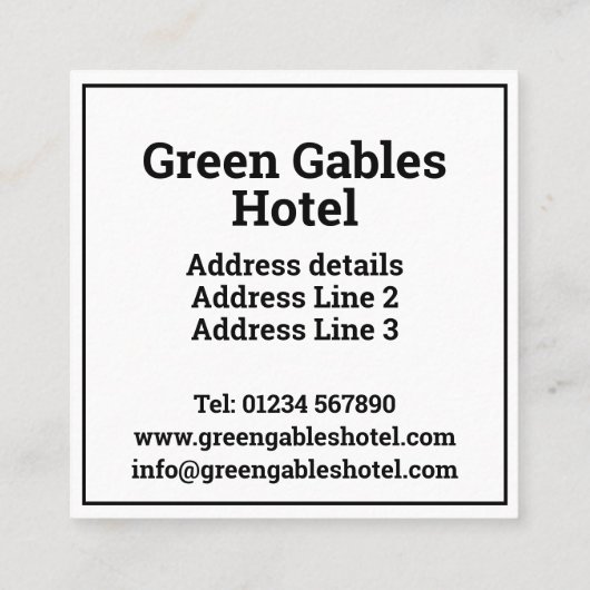 Canadian Hotel Wifi Plus QR Code Plus Adresse auf Telefonnummerkarte (Rückseite)