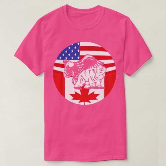 Canadian Ice Bear American Bald Eagle US Flag Cana T-Shirt (Design vorne)