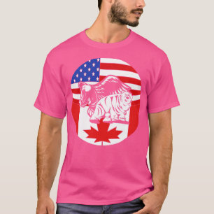 Canadian Ice Bear American Bald Eagle US Flag Cana T-Shirt