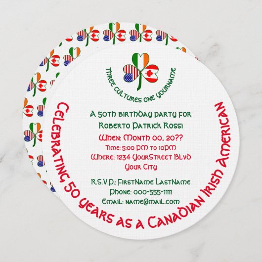 Canadian Irish USA Kleeblatt Birthday Einladung (Vorne/Hinten)