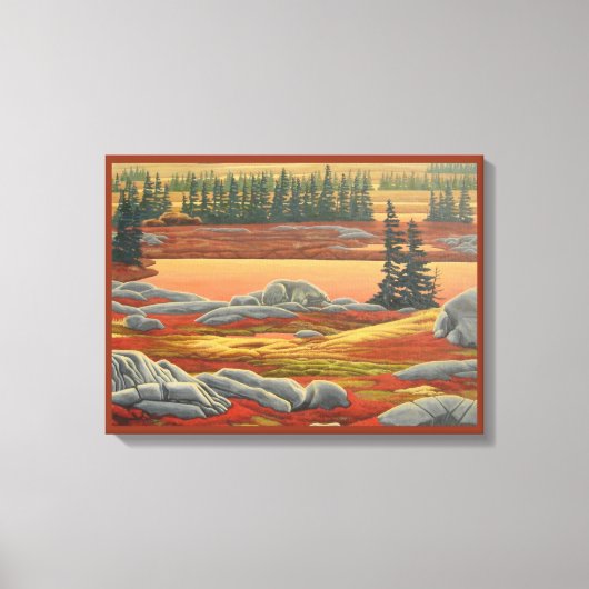Canadian Landscape Malerei Bären Canvas Print Leinwanddruck (Vorderseite)