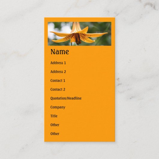 Canadian Lily Blume Business Card Visitenkarte (Vorderseite)