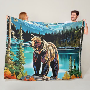 Canadian Majestic Mountain Bären Design Fleecedecke