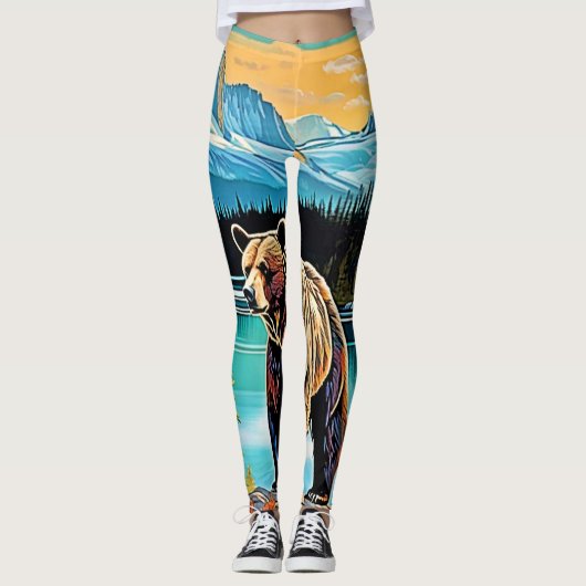 Canadian Majestic Mountain Bären Design Leggings (Vorderseite)