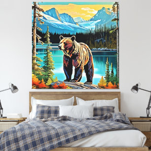 Canadian Majestic Mountain Bären Design Leinwanddruck