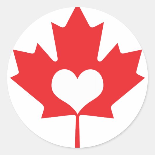 Canadian Maple Leaf and Heart Canada Day Runder Aufkleber (Vorderseite)