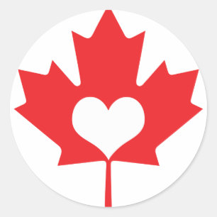 Canadian Maple Leaf and Heart Canada Day Runder Aufkleber