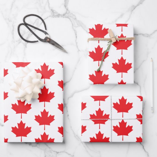 Canadian Maple Leaf Geschenkpapier Set (Vorderseite)