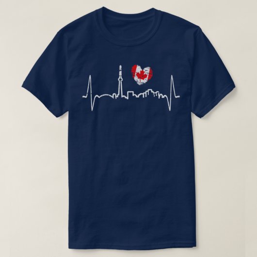 Canadian Maple Leaf Heartbeat Kanada T-Shirt (Design vorne)