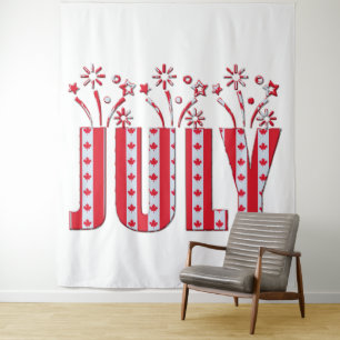 Canadian Maple Leaf Juli Glücklicher Kanada Tag Wandteppich