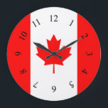 Canadian Maple Leaf Kanada Große Wanduhr<br><div class="desc">Die kanadische Fahne,  die ein lebendiges kanadisches Ahornleaf-Design aufweist,  symbolisiert den kanadischen Stolz und ist ein perfektes Souvenir für den kanadischen Tag. Sie zeigt die Liebe des Landes für den Großen Weißen Norden.</div>