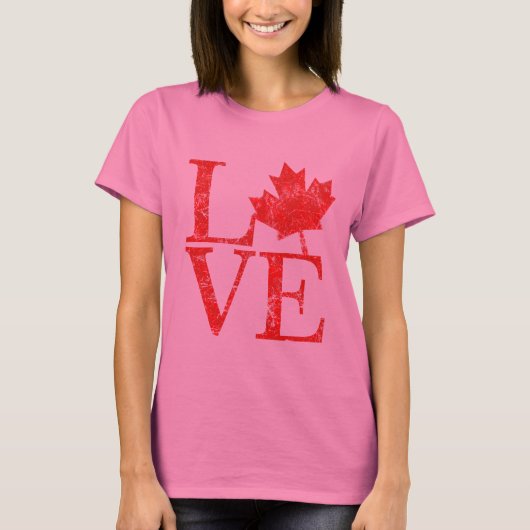Canadian Maple Leaf LIEBE Grunge Style CANADA T-Shirt (Vorderseite)