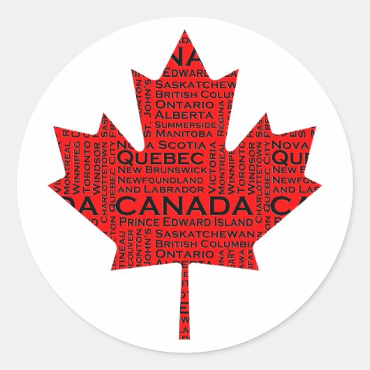 Canadian Maple Leaf mit Text Runder Aufkleber (Vorderseite)