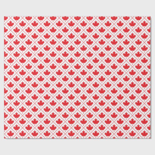 Canadian Maple Leaf Red and White Diamond Pattern Geschenkpapier (Flach)
