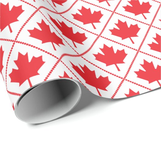 Canadian Maple Leaf Red and White Diamond Pattern Geschenkpapier (Rolleneckpunkt)