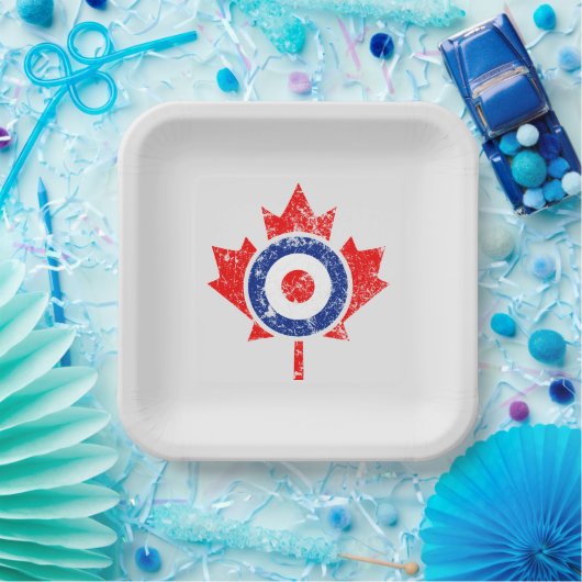 Canadian Maple Leaf Roundel Grunge Mod CANADA Pappteller (Party)
