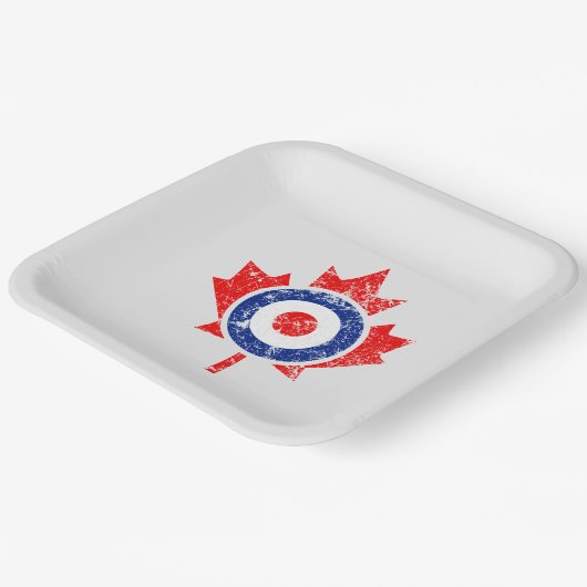 Canadian Maple Leaf Roundel Grunge Mod CANADA Pappteller (Gewinkelt)