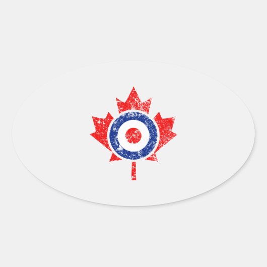 Canadian Maple Leaf Roundel Grunge Mod-Stil Ovaler Aufkleber (Vorderseite)