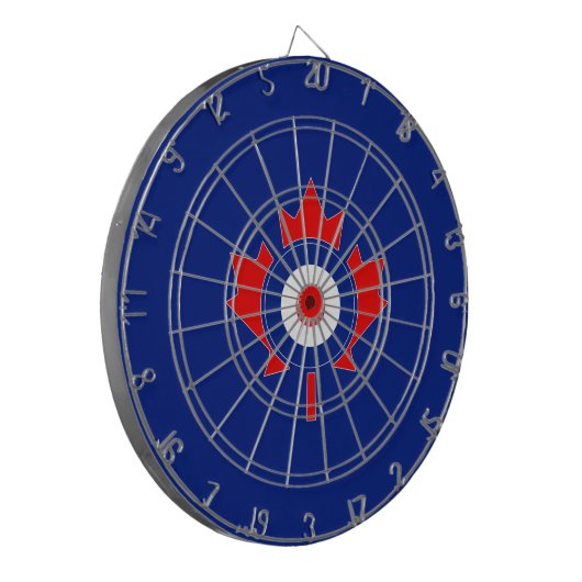 Canadian Maple Leaf Roundel Mod auf blau Dartscheibe (Vorderseite Links)