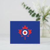 Canadian Maple Leaf Roundel Mod auf blau Postkarte (Stehend Vorderseite)
