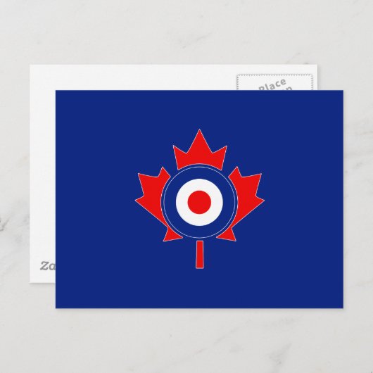 Canadian Maple Leaf Roundel Mod auf blau Postkarte (Vorne/Hinten)