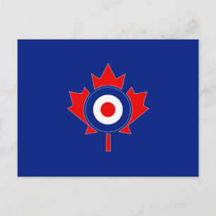 Canadian Maple Leaf Roundel Mod auf blau Postkarte