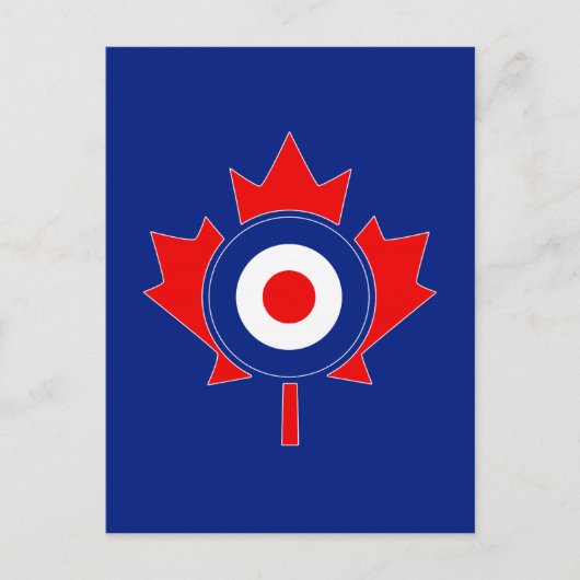 Canadian Maple Leaf Roundel Mod auf blau Postkarte (Vorderseite)