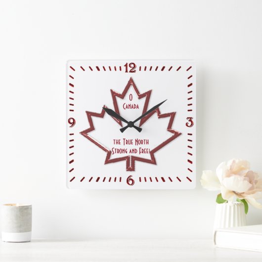 Canadian Maple Leaf Square Wall Clock Quadratische Wanduhr (Zuhause)