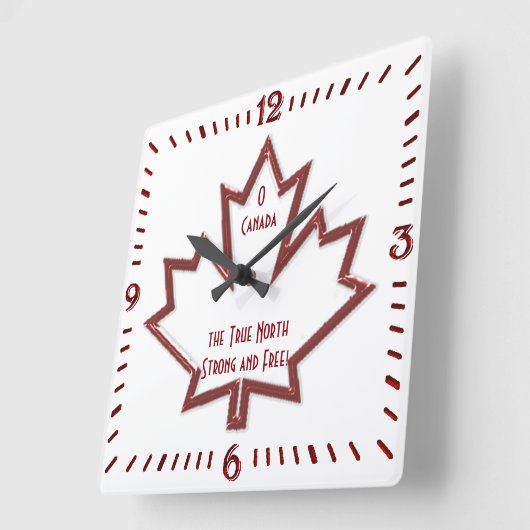 Canadian Maple Leaf Square Wall Clock Quadratische Wanduhr (Winkel)