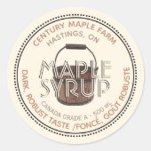 Canadian Maple Sirup Editable Label (Sap Bucket) Runder Aufkleber (Vorderseite)