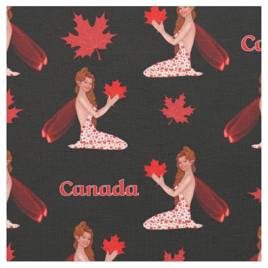 Canadian Mapleleaf Fairy auf schwarzem Stoff (Nahaufnahme)