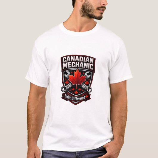 Canadian Mechanic Built Different Badge T-Shirt (Vorderseite)