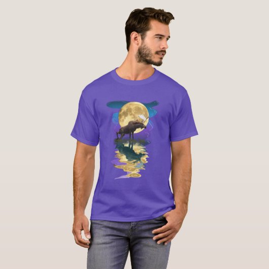 Canadian Moose & Moon Wildlife Art Shirt (Vorne ganz)
