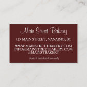 Canadian Nanaimo Bar BC Canada Bakery Dessert Food Visitenkarte (Rückseite)